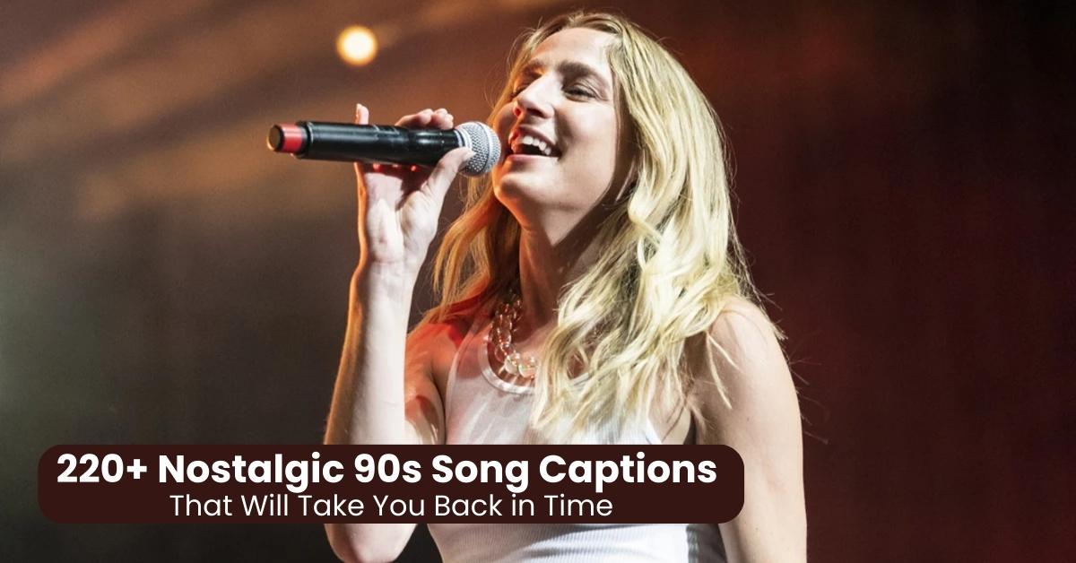 Retro 90s music vibe with mixtapes, walkman, and nostalgic song captions